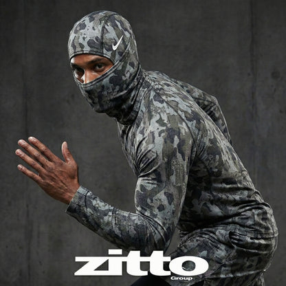 Nike Pro Hyperwarm Balaclava Hood Face Mask - Gray Camouflage