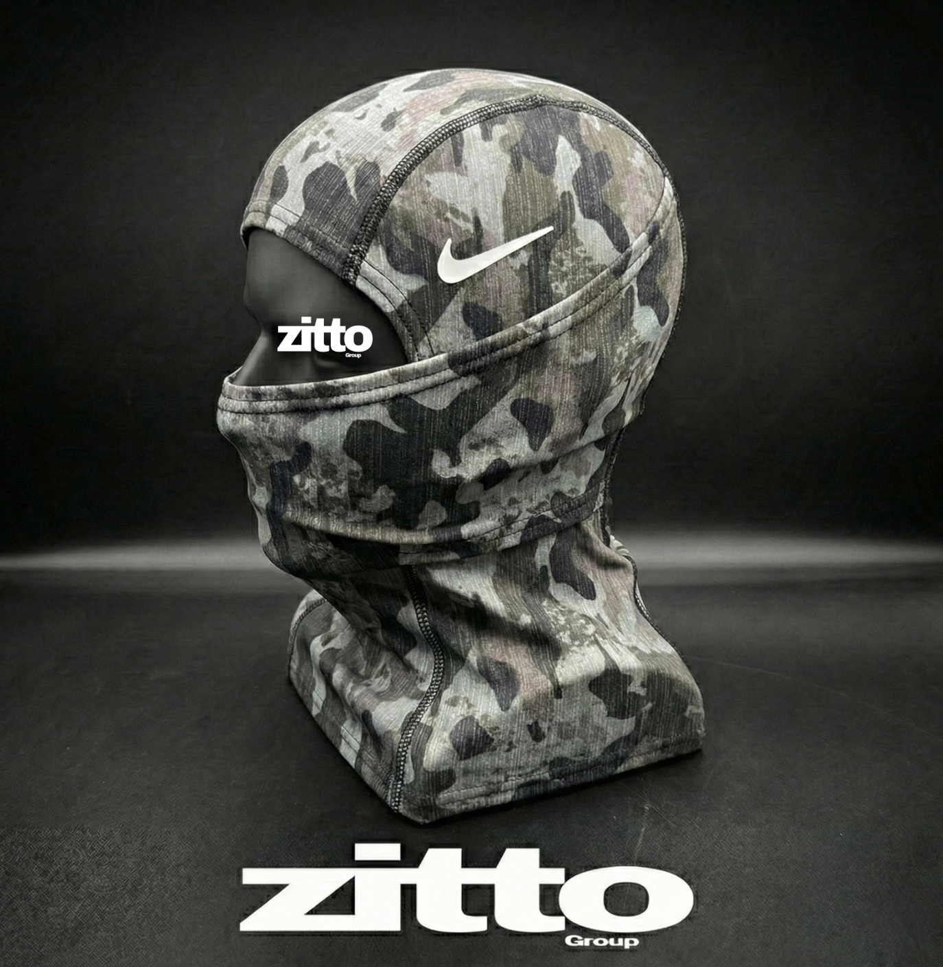 Nike Pro Hyperwarm Balaclava Hood Face Mask - Gray Camouflage