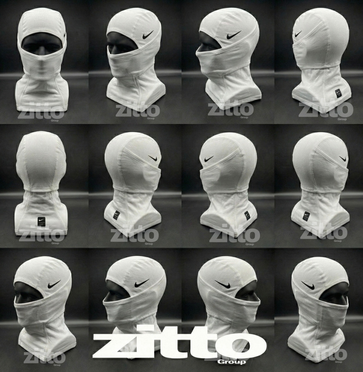 Nike Pro Hyperwarm Balaclava Hood Face Mask - White